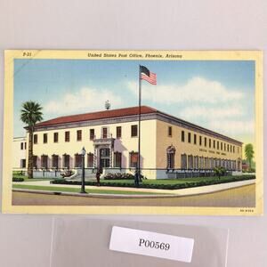 United States Post Office Phoenix Arizona 1940s Linen Postcard 1947 AZ PC USPO